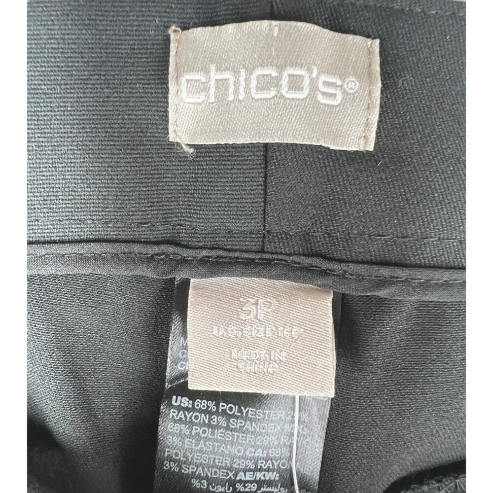Chicos Womens So Slimming Black Trousers Mid-Rise Straight Fit Size 16P 3P - Picture 5 of 13